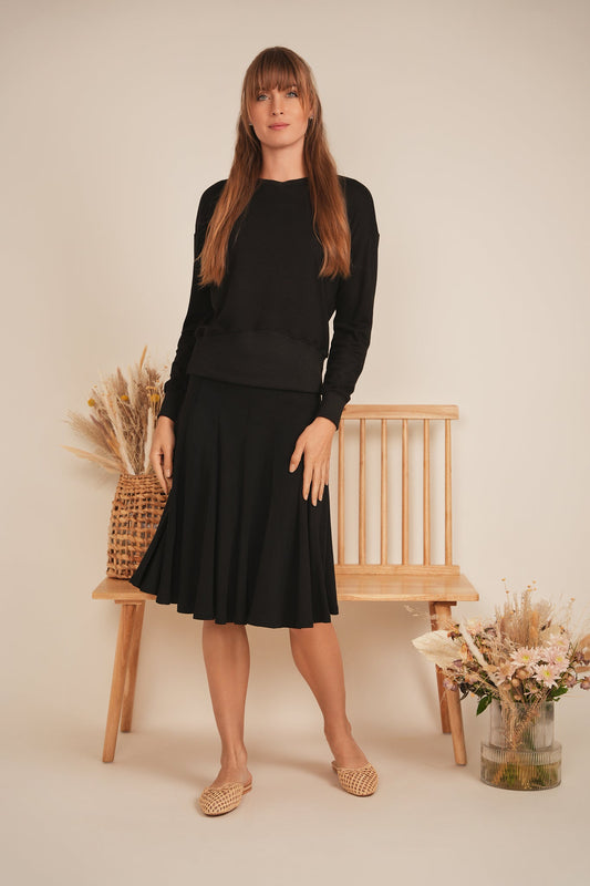 V Neck Sweatshirt Rib Combo