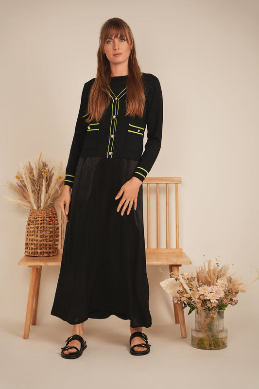 Knit Contrast Stripe Cardigan