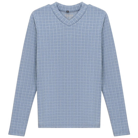 Checkered V Neck Cotton Tee