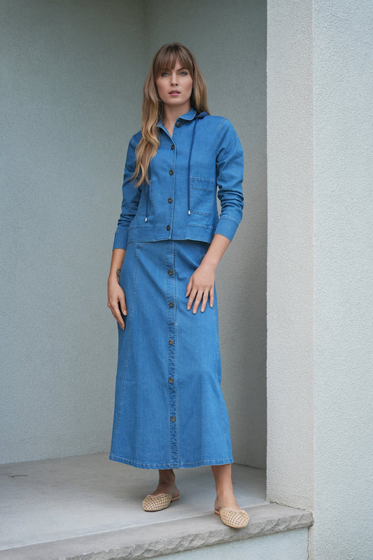 Denim Wash Hoodie Jacket