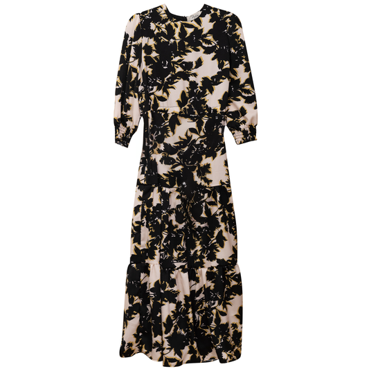 Printed Chiffon High Waisted Midi Dress