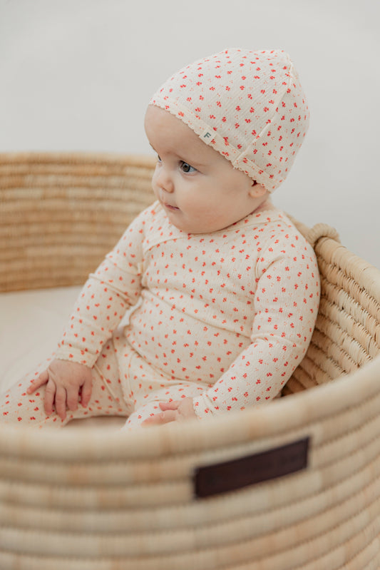Crinkle Flower Print Onesie Set