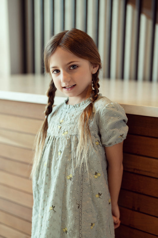 Lace Trim Flower Print Dress