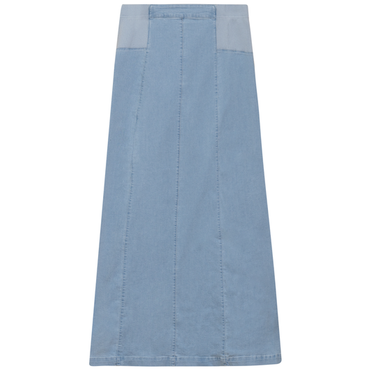 Stretch Denim Paneled Skirt
