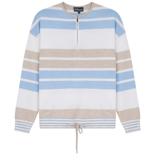 Maternity Henley Stripped Knit Bungee Sweater