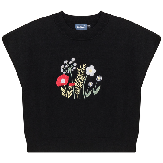 Floral Embroidered Crop Vest