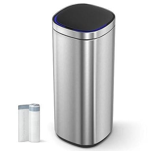 Motion Sensor Stainless Steel 13 gallon Trash Can with Ozone Button | Trash Cans | Kitchen + Metal