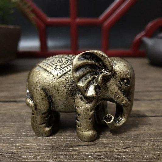 Bronze Color Elephant Statues Figurines Ornaments Lucky Resin Animal Elephant Statue Sculpture Home Office Desktop Decoration