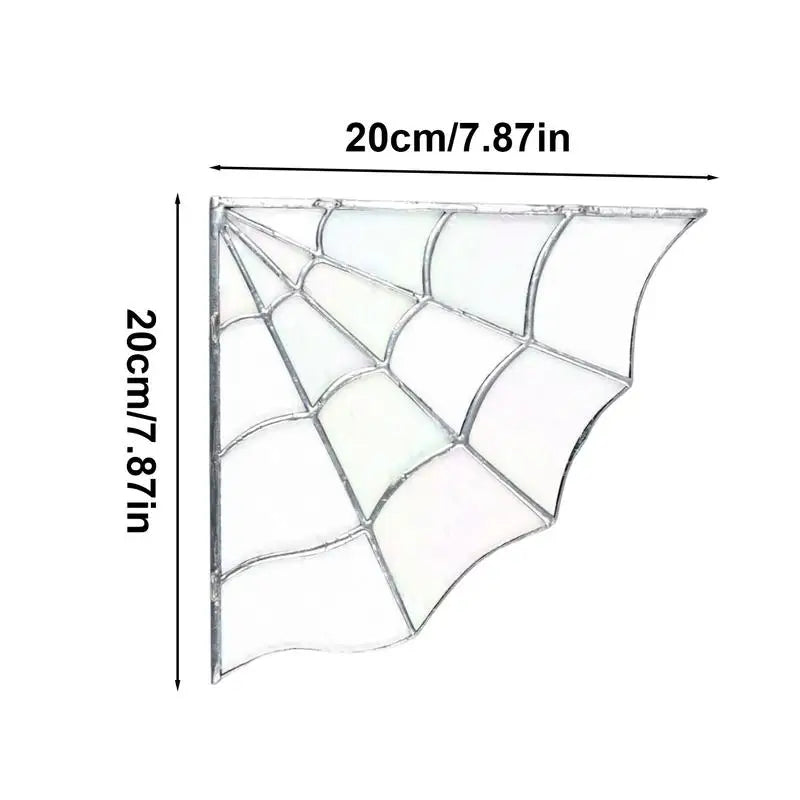 Corner Spider Web Stained Glass Spider Window Film Halloween Decoration Stunning Artwork Usable On Both Sides 7.8 X 7.8 Inches