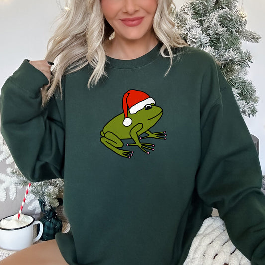 Santa Frog, Christmas, Retro Toad Sweatshirt