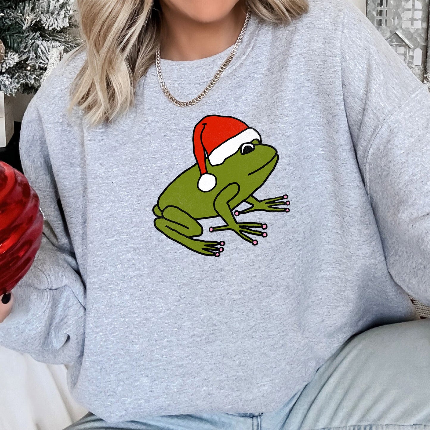 Santa Frog, Christmas, Retro Toad Sweatshirt