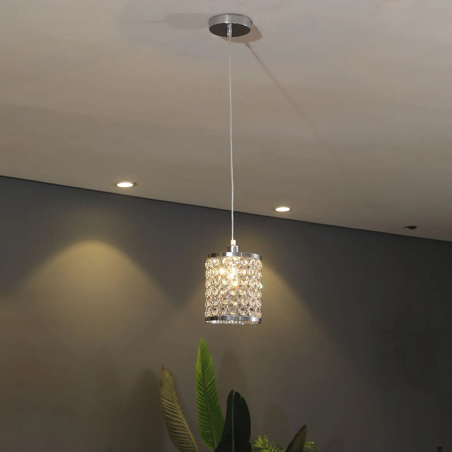 Crystal Pendant Light Modern Kitchen Island Lighting Adjustable White | Lighting | Kitchen + Metal