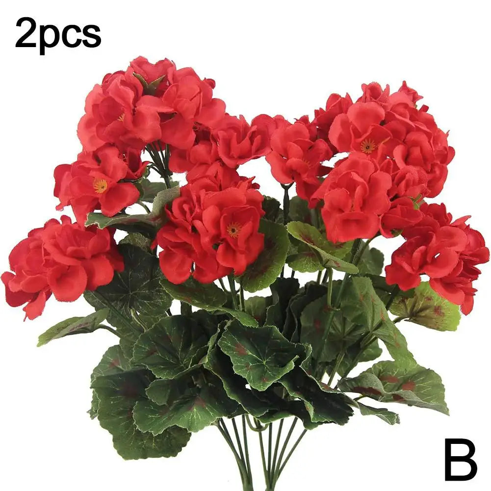 Artificial Geranium Red Pink Flowers Plant Artificial Flower Silk Fake Hydrangea Begonia Flower Home Office Wedding Decoration