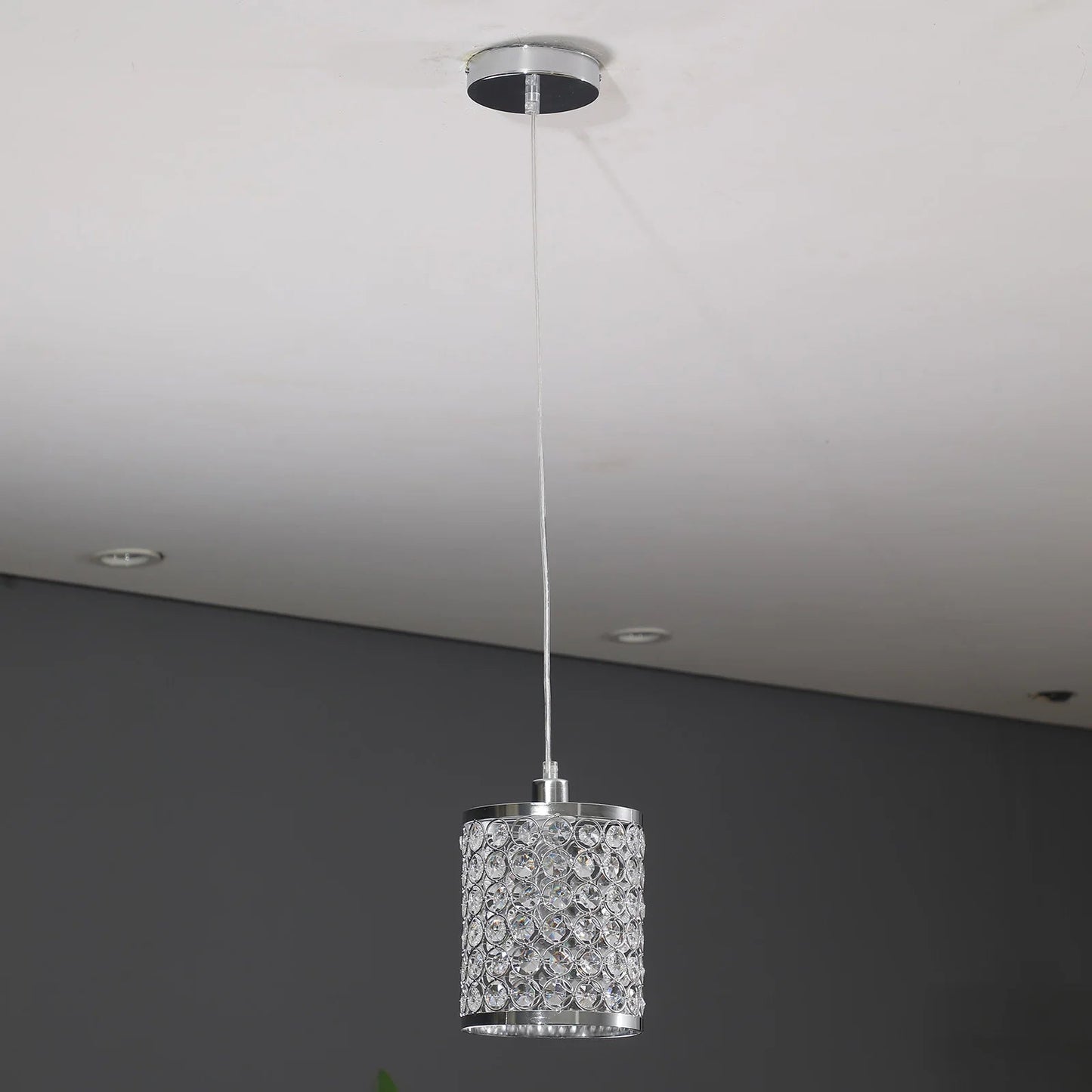 Crystal Pendant Light Modern Kitchen Island Lighting Adjustable White | Lighting | Kitchen + Metal