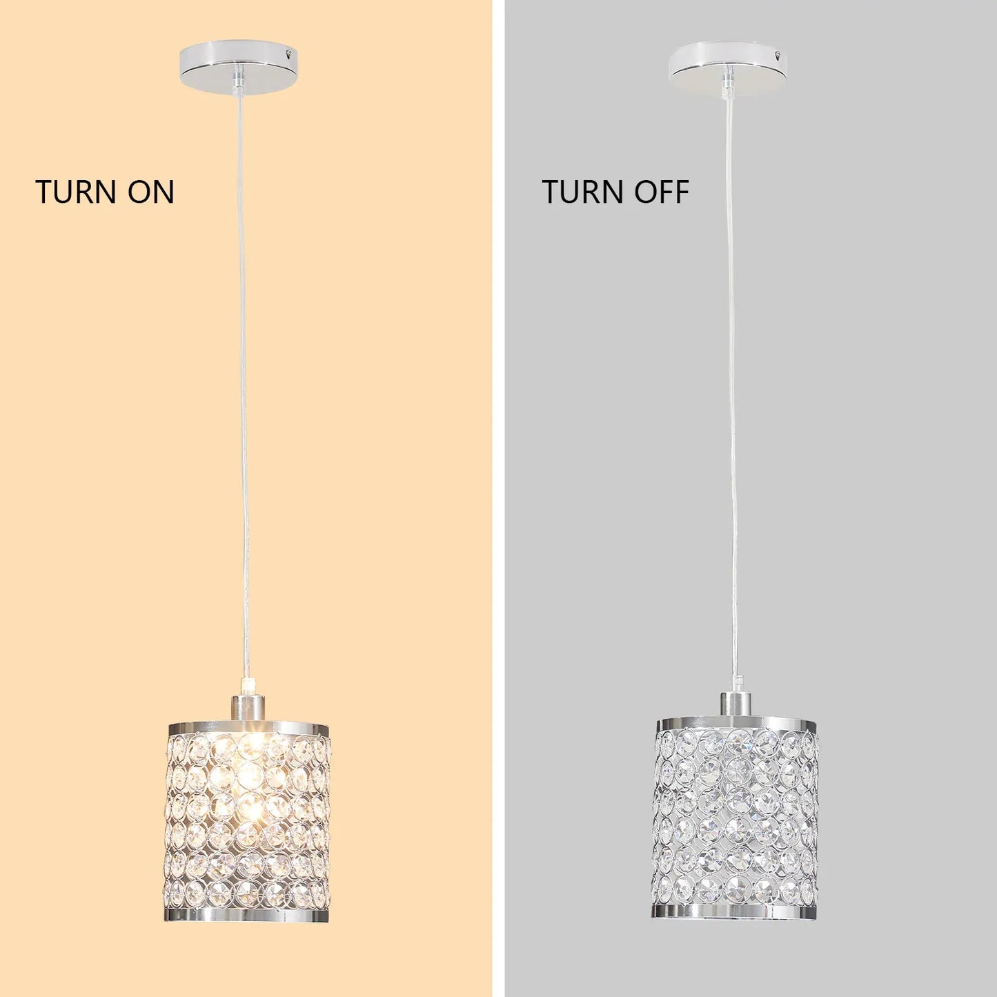 Crystal Pendant Light Modern Kitchen Island Lighting Adjustable White | Lighting | Kitchen + Metal