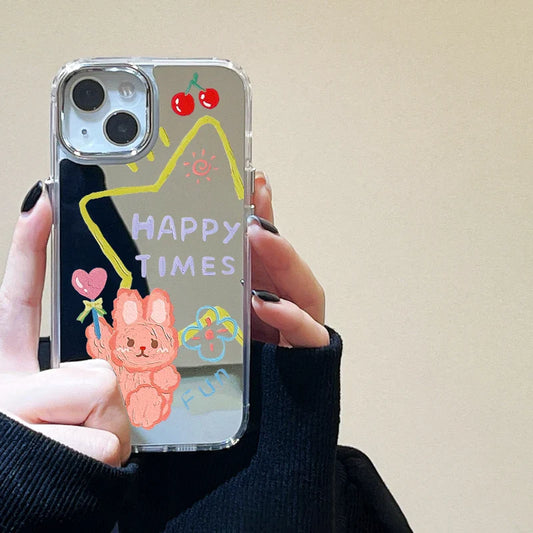 Cute Bear Makeup Mirror Luxury Shockproof Cartoon Cover Phone Case
