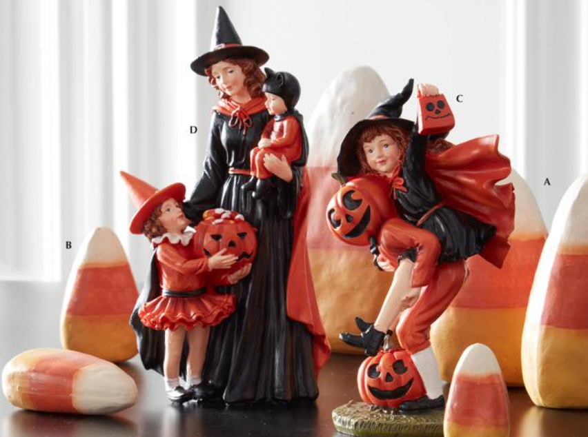 9.25" Resin Halloween Mom & Kids