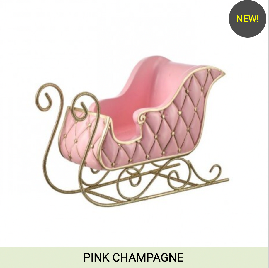 Santa's Sweet Shoppe Collection - 12" PINK RESIN QUILTED SLEIGH