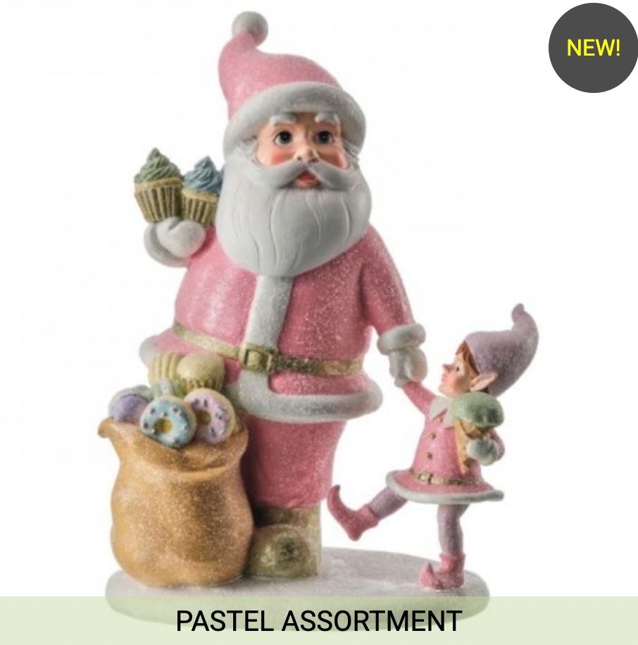 Santa's Sweet Shoppe Collection 8" RESIN PINK SANTA SWEETS ELF
