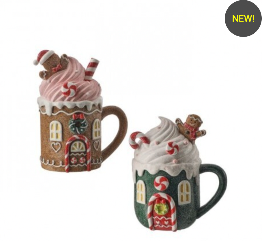 8" RESIN SWEETS GINGERBREAD MUG SET OF 2
