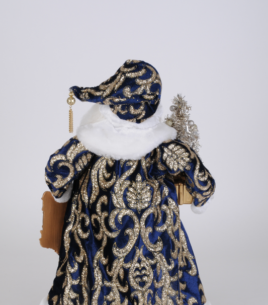 19" Lighted Midnight Blue Santa