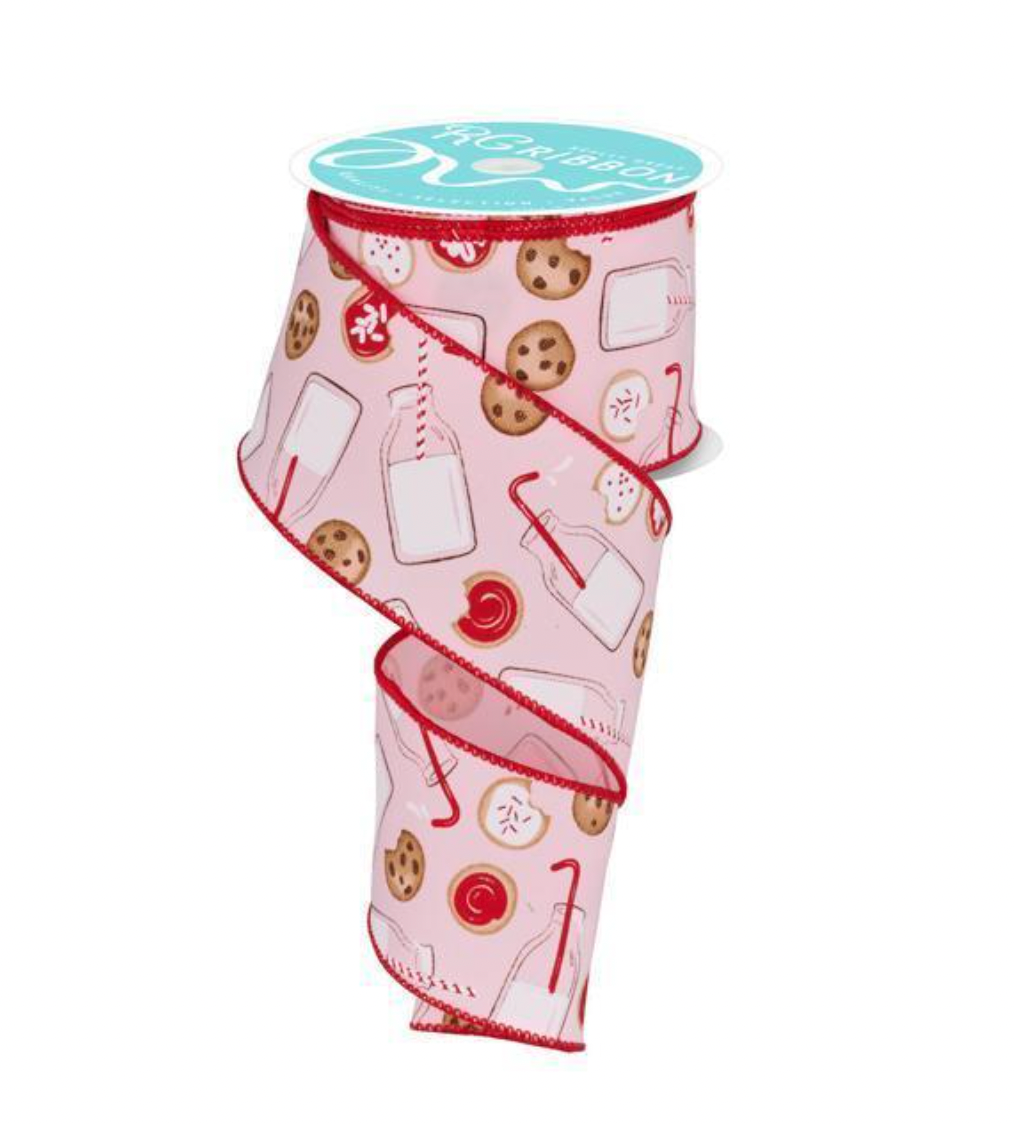 2.5"X10YD MILK AND COOKIES RIBBON PINK