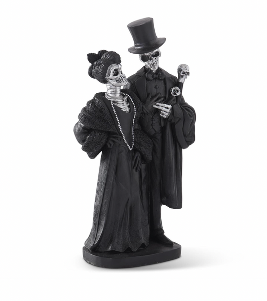 18" Black & Silver Resin Skeleton Couple