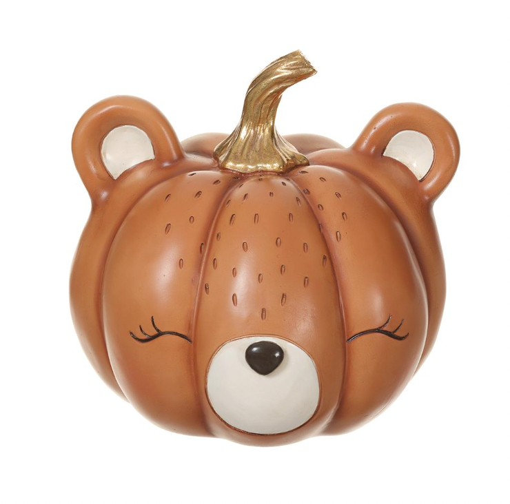 7" Resin Bear Pumpkin Brown