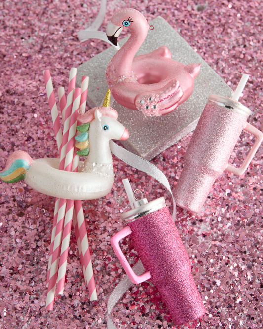 5" Pink Tumbler Ornament - SET OF 2