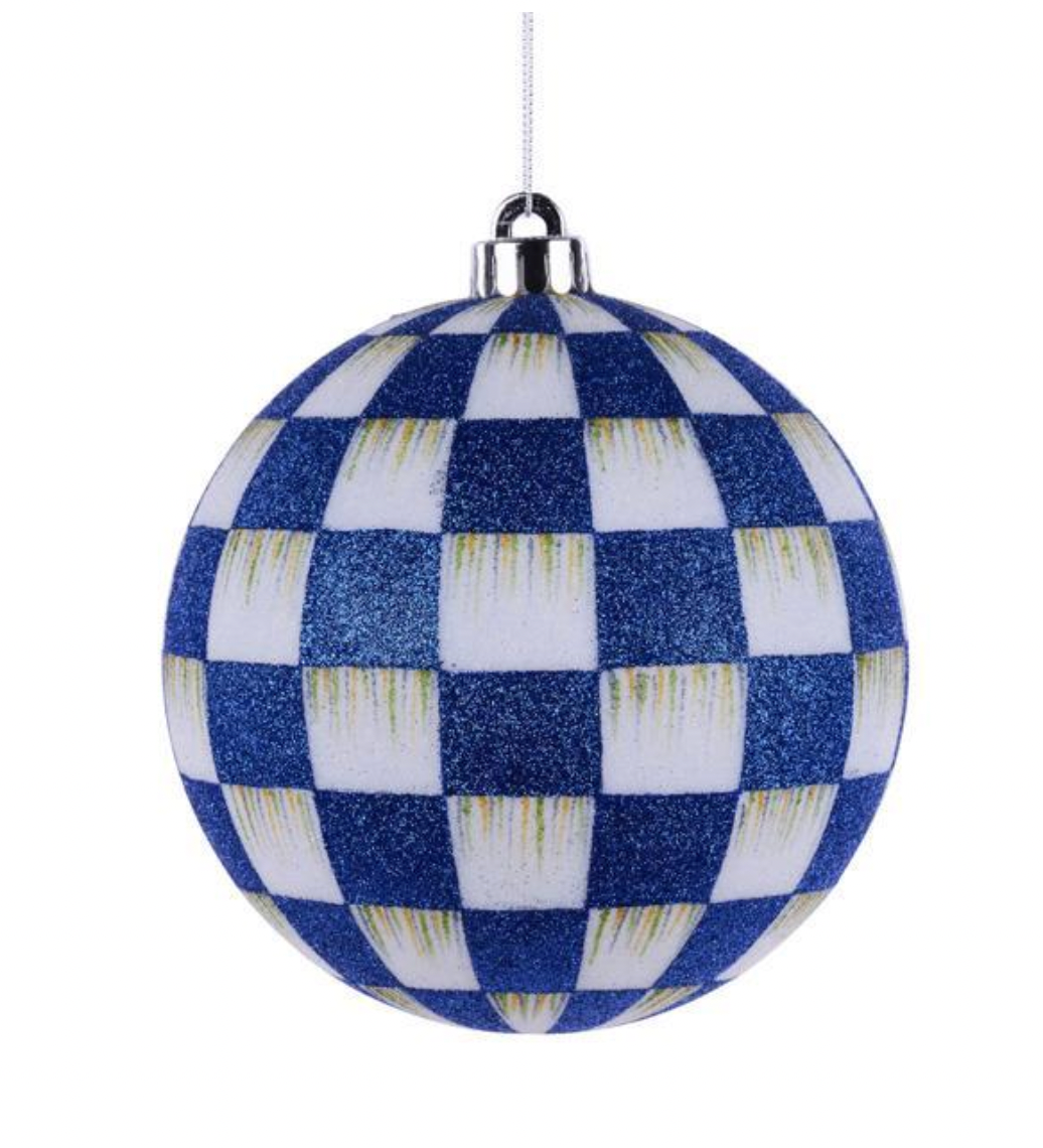 CHECK GLITTER ORNAMENT HOT PINK & WHITE