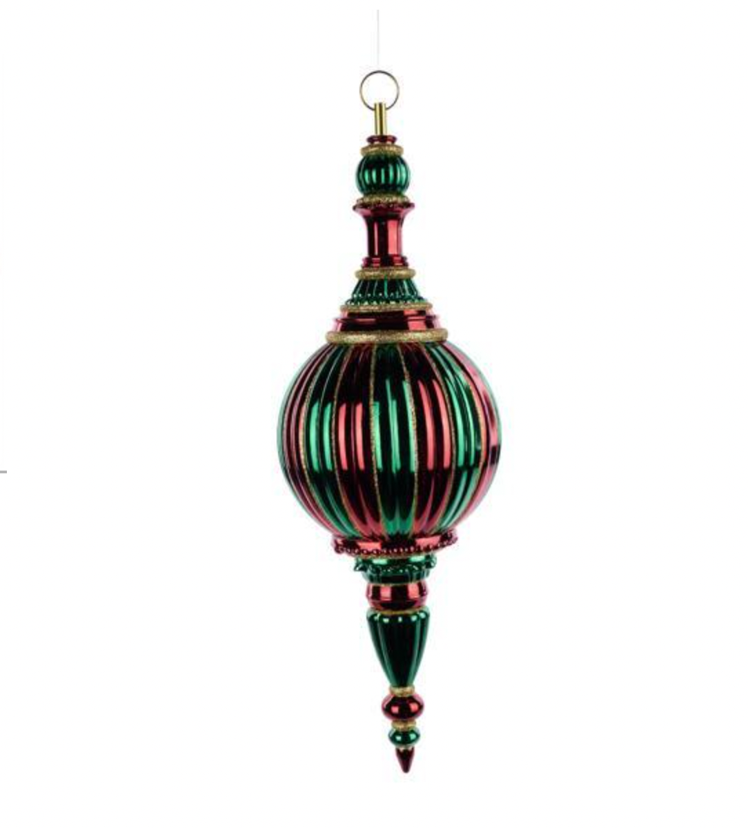 Christmas Carousel Collection - 18" FINIAL ORNAMENT BURGUNDY/HUNTER/GOLD