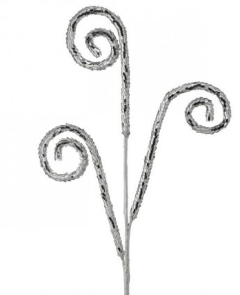 34" MIRROR SEQUIN SCROLL SPRAY SILVER