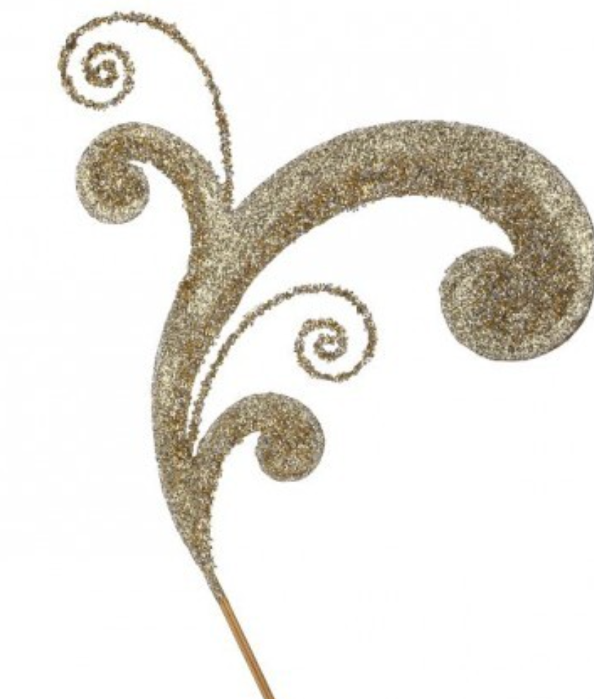 26" METAL ACANTHUS SCROLL GLITTER SPRAY