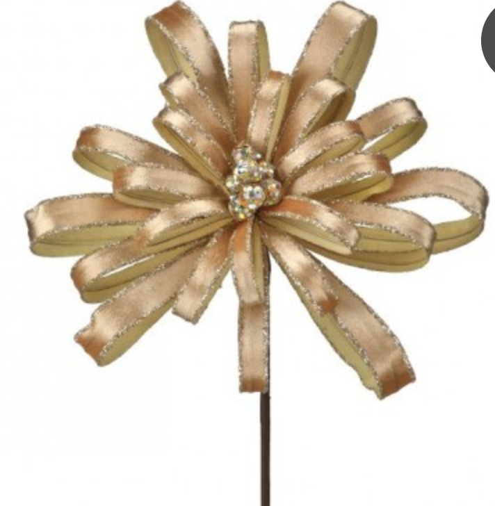 19" GLITTER EDGE PETAL BLOSSOM STEM CHAMPAGNE