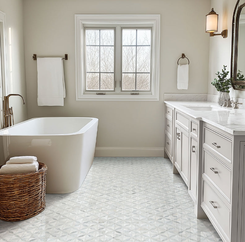 Bianco Starlite Marble Geometric Tile