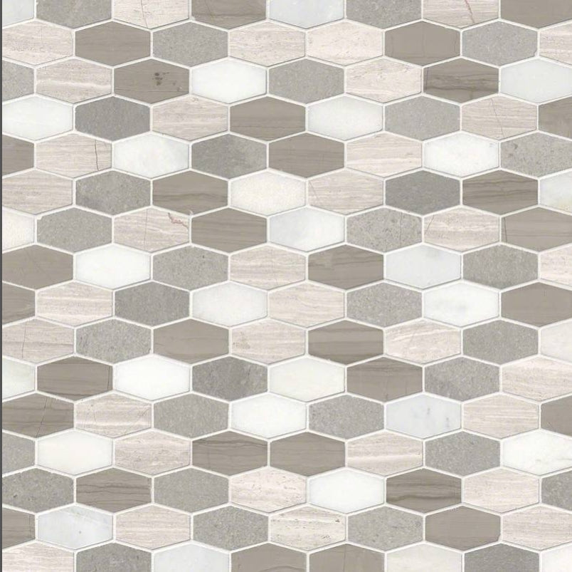 Bellagio Blend Elongated Hexagon Mosaic Tile