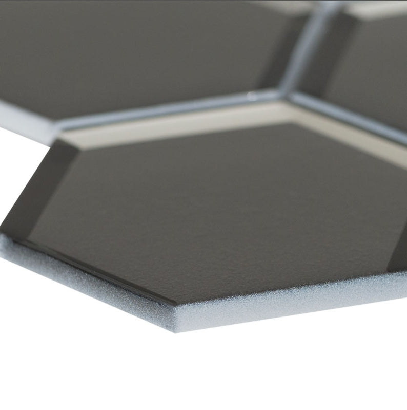 Metallic Gray Beveled 3” Hexagon Mosaic Tile