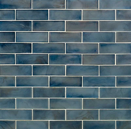 Blue Shimmer Glass Subway