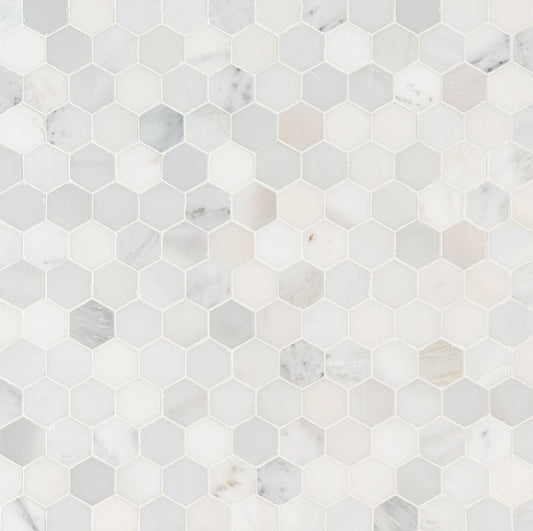 Arabescato Carrara 2” Hexagon Mosaic Tile