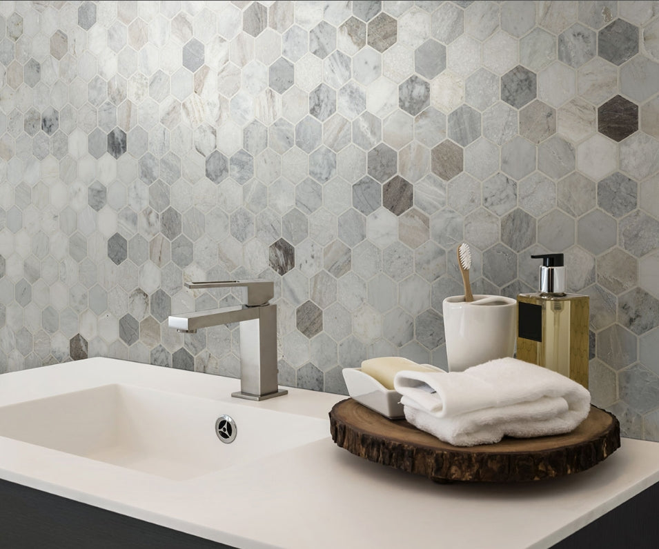 Capri Blue 2" Hexagon Mosaic Tile