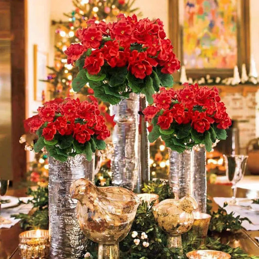 Artificial Geranium Red Pink Flowers Plant Artificial Flower Silk Fake Hydrangea Begonia Flower Home Office Wedding Decoration