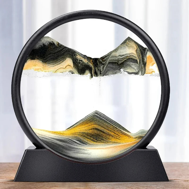 7-inch Quicksand Sand View Deep Sea Art Picture Hourglass 3D Dynamic Display Motion Sand Painting Home Office Decoration Gifts