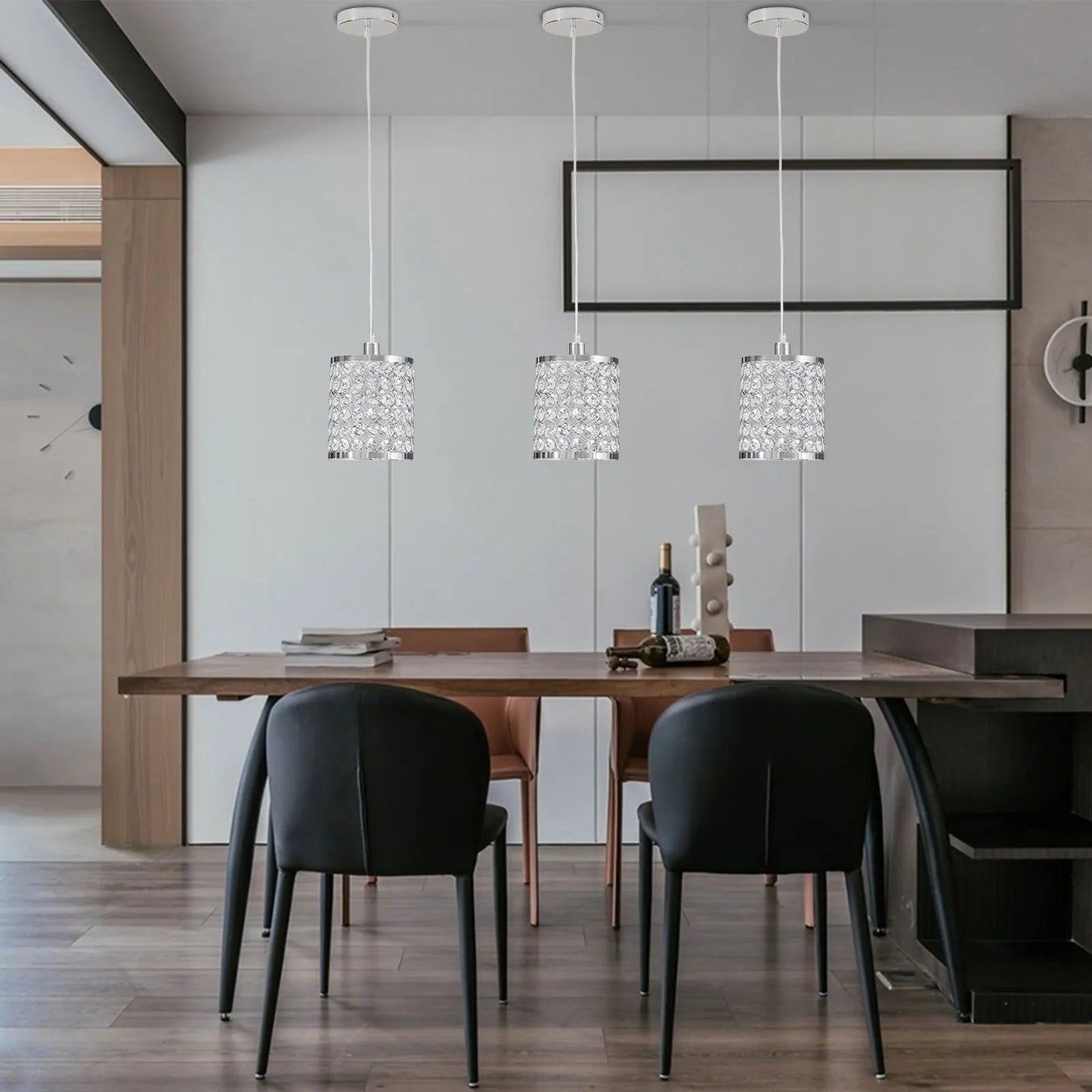 Crystal Pendant Light Modern Kitchen Island Lighting Adjustable White | Lighting | Kitchen + Metal