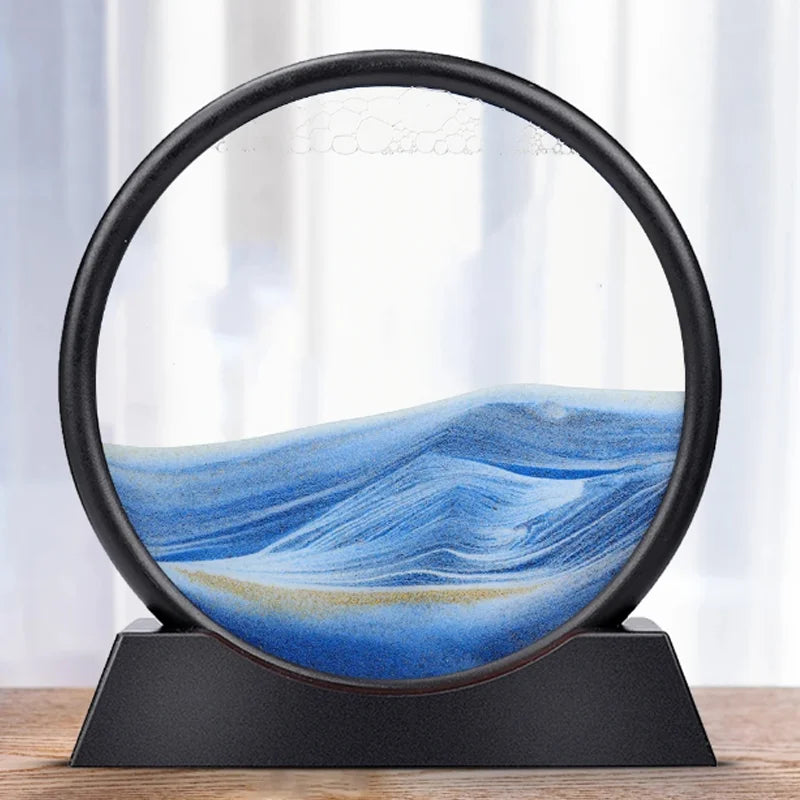 7-inch Quicksand Sand View Deep Sea Art Picture Hourglass 3D Dynamic Display Motion Sand Painting Home Office Decoration Gifts
