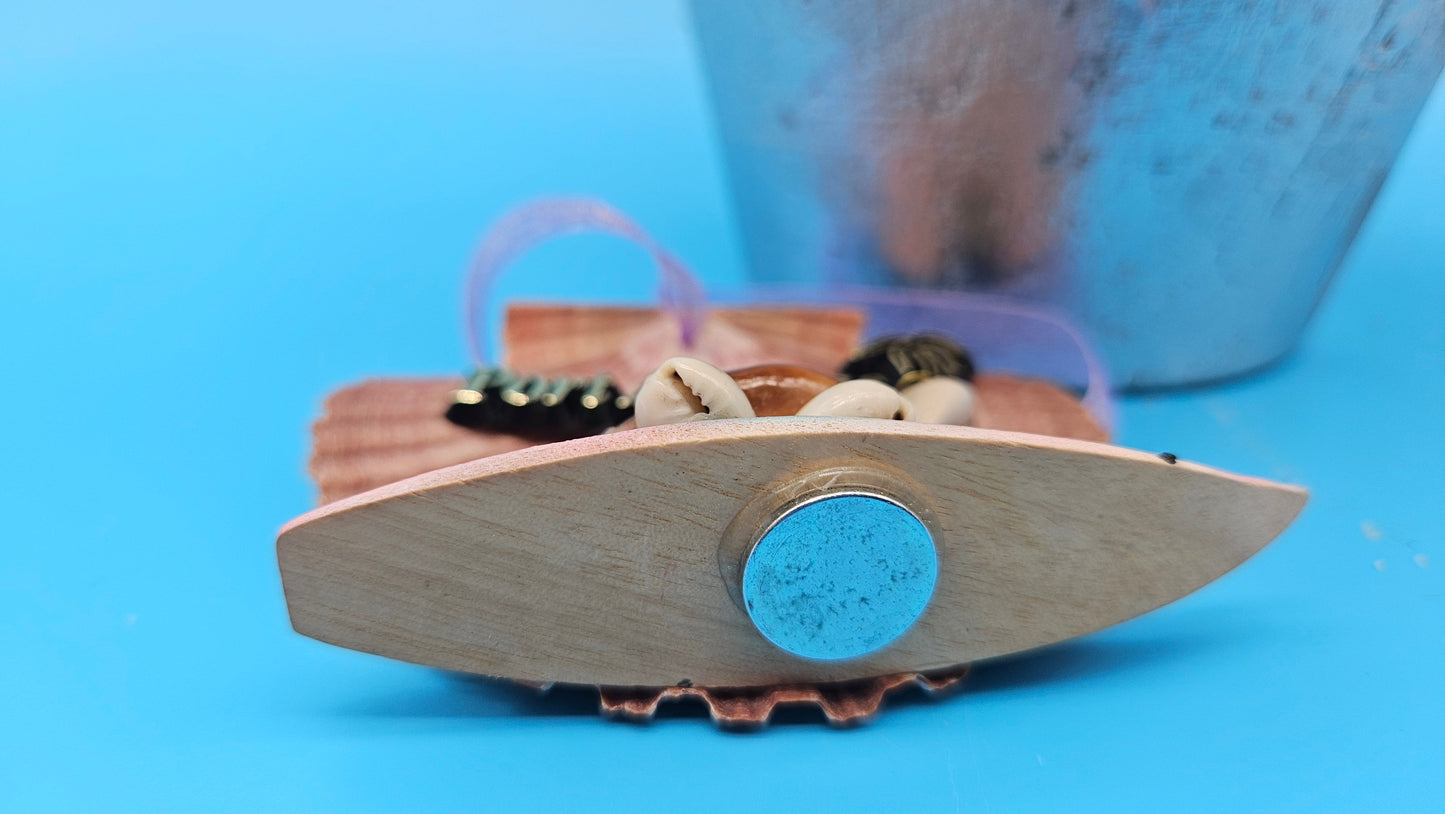 Christmas Ornament & Magnet – Port Aransas Scallop Shell Turtle Surfboard Coastal Holiday Decor 3-4"