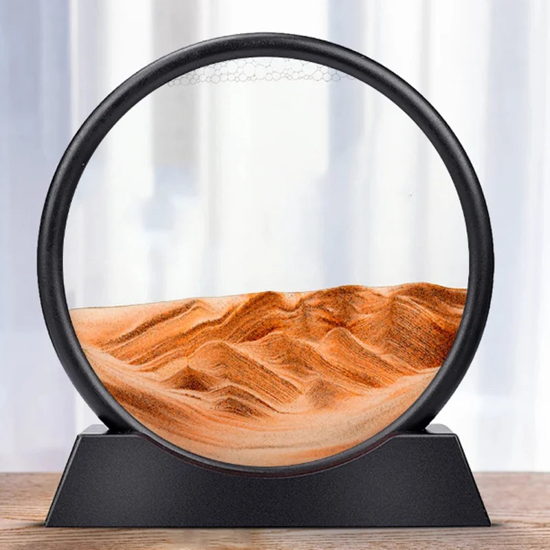 7-inch Quicksand Sand View Deep Sea Art Picture Hourglass 3D Dynamic Display Motion Sand Painting Home Office Decoration Gifts