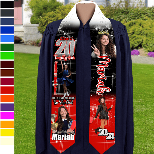 Custom Photo She Believed She Could So She Did - Personalized Stoles Sash - Gift For Her/Him, Daughter/Son, Grad Ceremony, Commencement