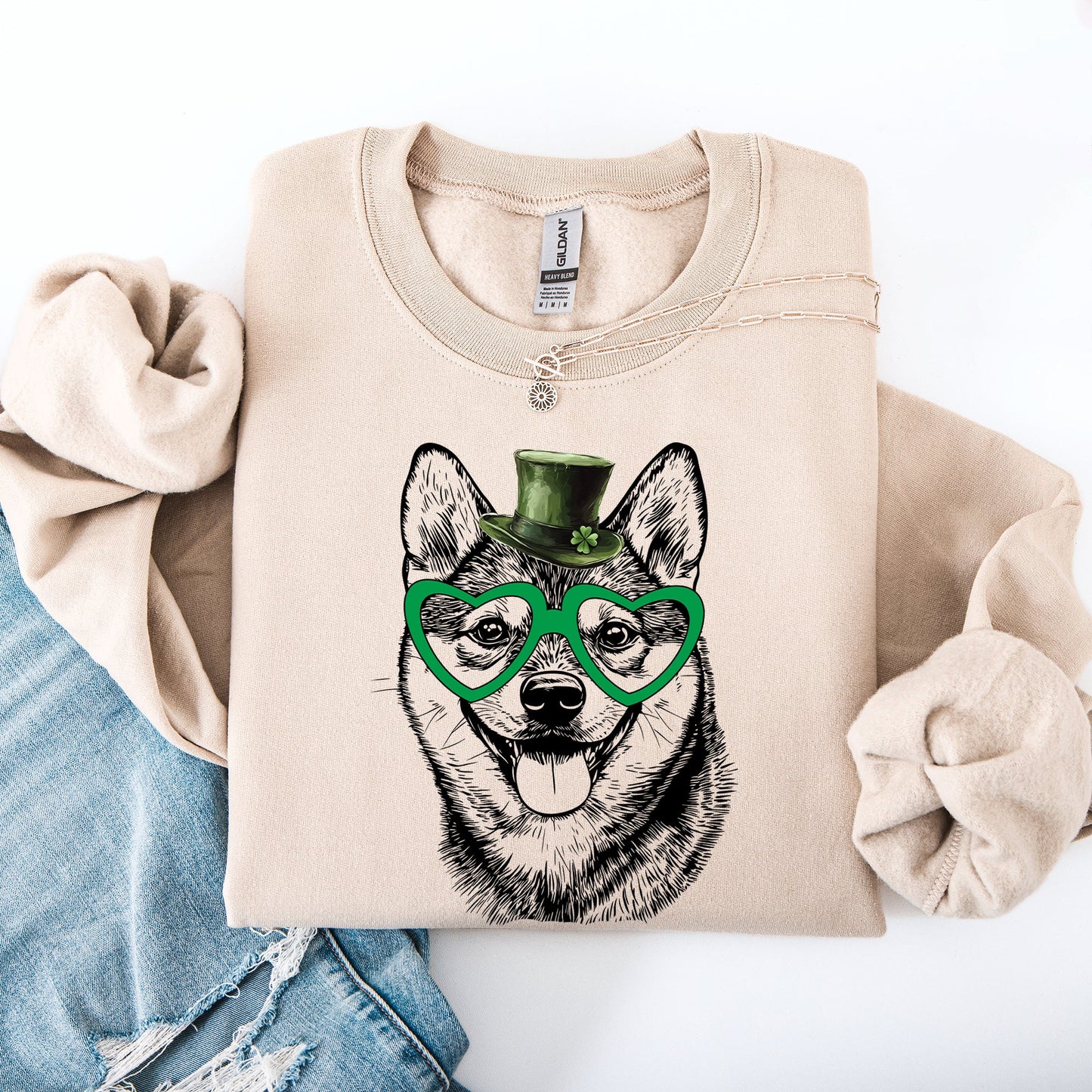Shiba Inu, Adorable Dog, St Patrick's Day, Lucky, Irish Sweatshirt