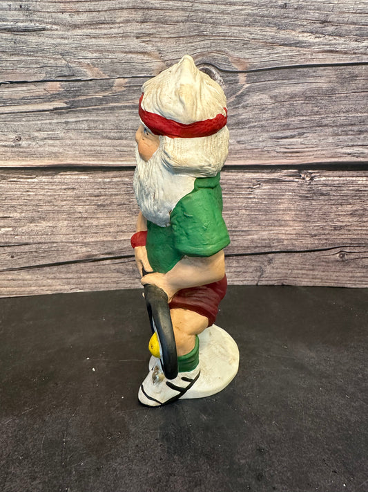 Ceramic Santa Playing Pickleball Figurine