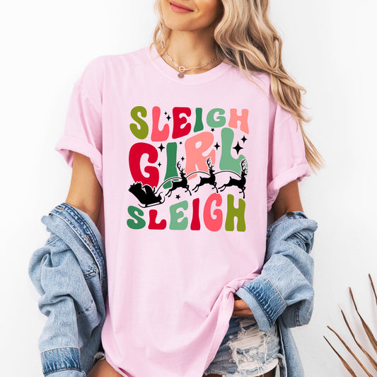 Sleigh Girl Sleigh, Santa, Christmas, Reindeer, Winter, Xmas Tshirt Comfort Colors T-Shirt